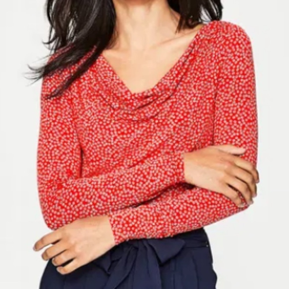 Boden Ditsy daisy long sleeve jersey size 8 red